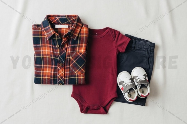 Casual summer outfit for kids mockup design