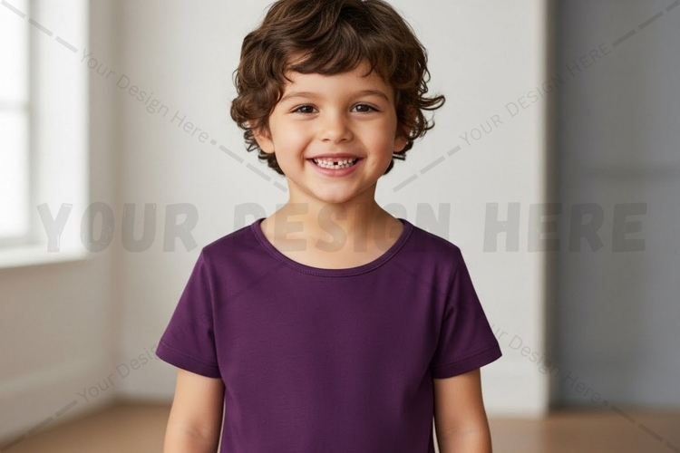 Purple kids t-shirt mockup design