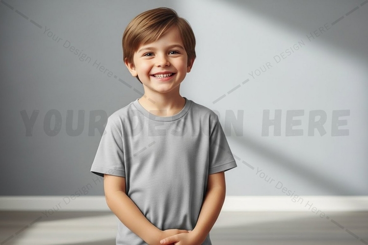 Kids grey t-shirt mockup design
