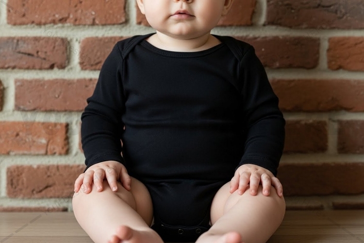 Baby black long sleeve onesie mockup