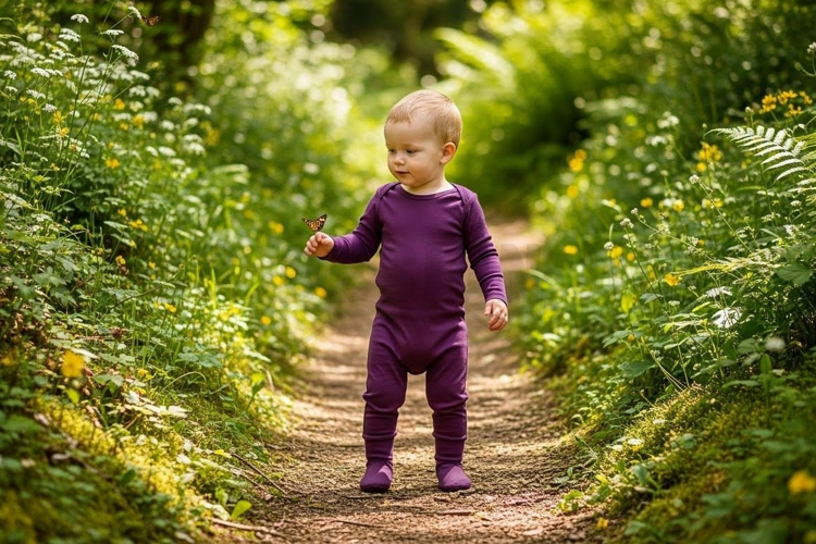 Baby in nature - purple onesie t-shirt mockup