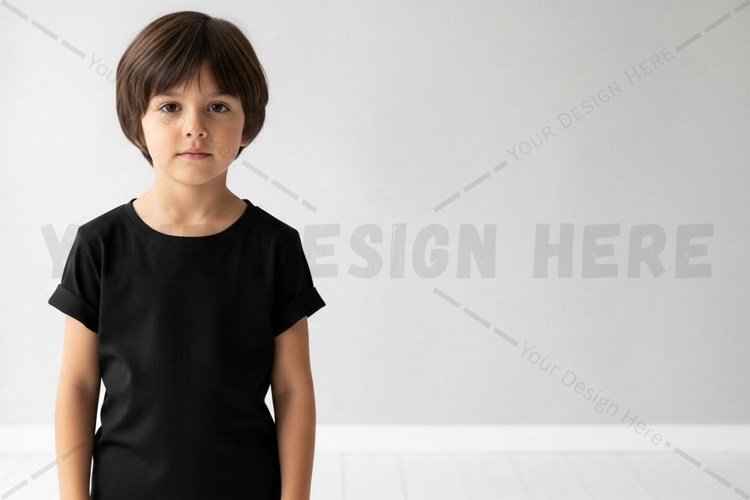 Stylish black t-shirt for kids mockup design