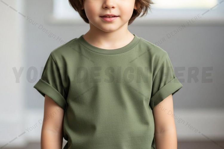 Green kids t-shirt mockup