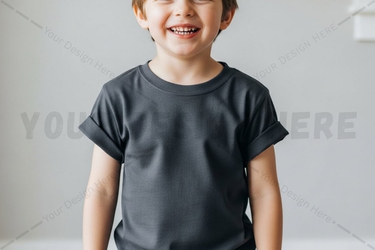 Kids dark gray t-shirt mockup