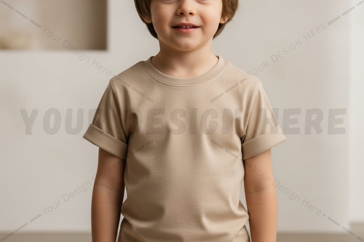 Kids beige t-shirt mockup