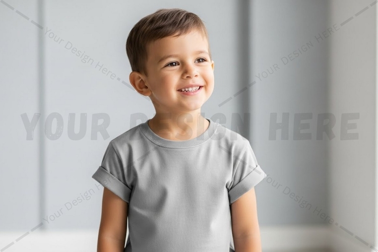 Kids gray t-shirt mockup design
