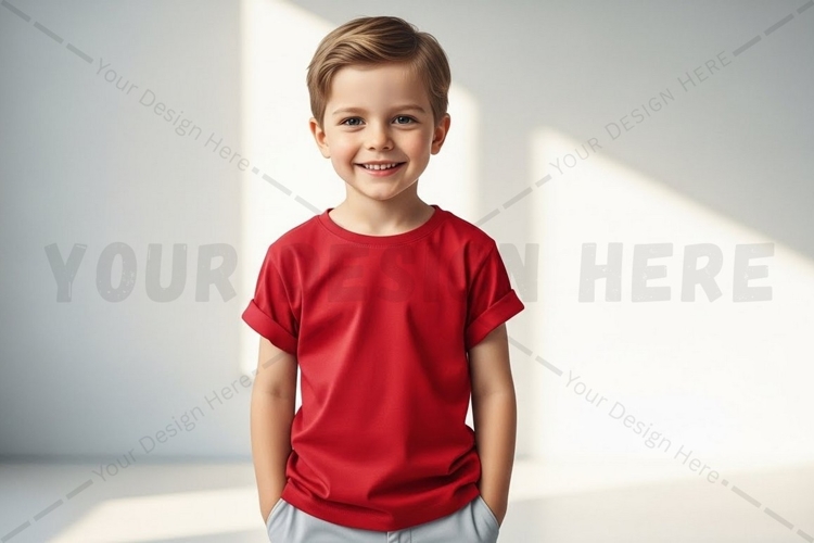 Red kids t-shirt mockup