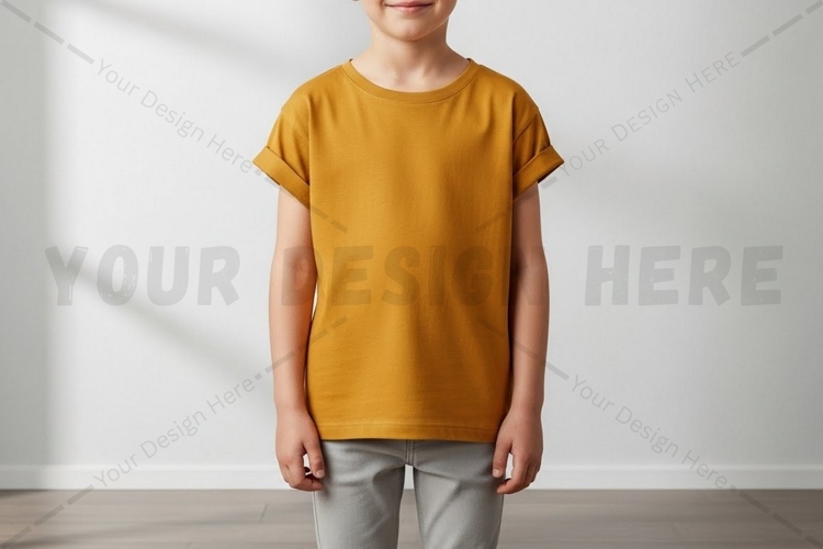 Mustard yellow t-shirt mockup design