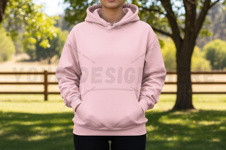 Light pink hoodie outdoor design