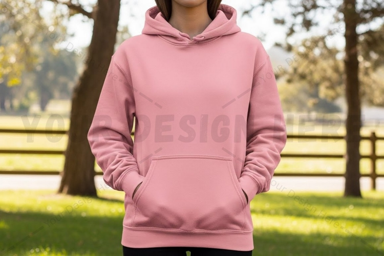 Pink hoodie outdoor mockup design