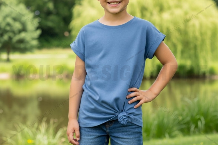 Casual blue t-shirt for kids mockup