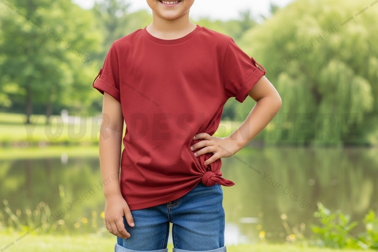 Casual red t-shirt for women mockup
