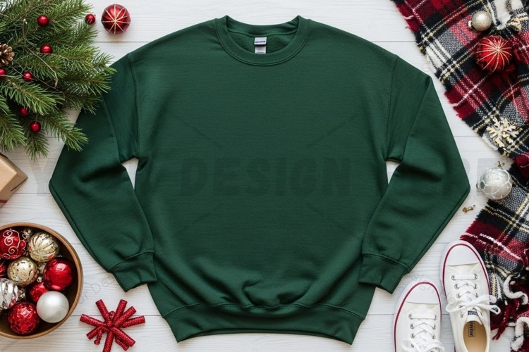 Christmas-themed green t-shirt mockup