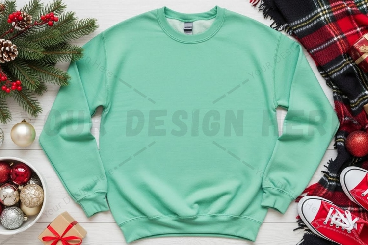 Christmas themed green t-shirt mockup