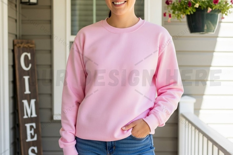 Pink long sleeve t-shirt mockup