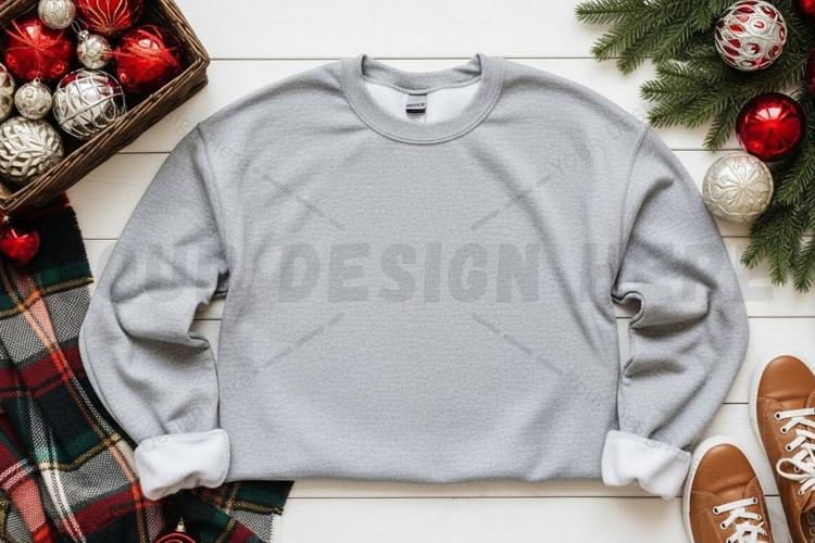 Christmas-themed grey t-shirt mockup