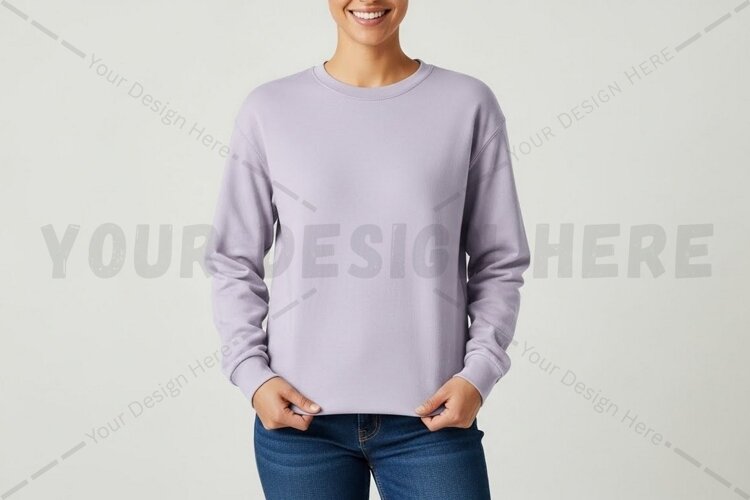 Lilac long sleeve t-shirt mockup example image 1