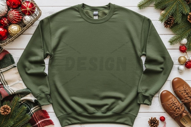 Holiday-themed green t-shirt mockup