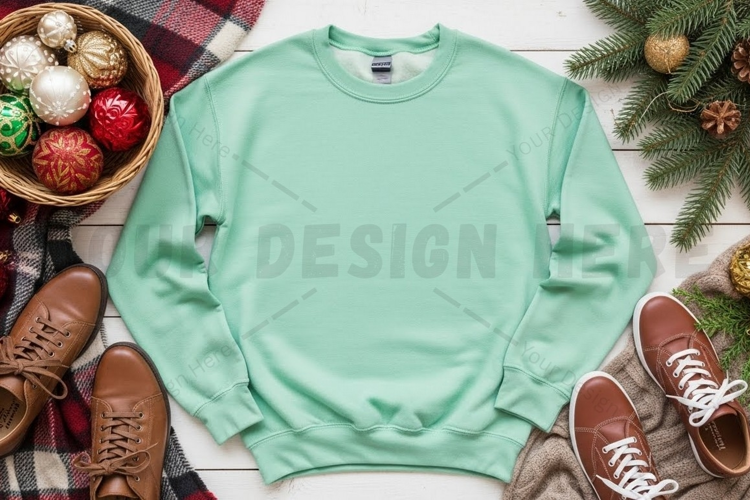Christmas themed green t-shirt mockup