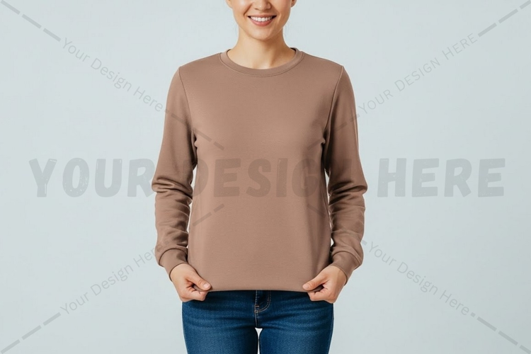Solid brown long sleeve t-shirt mockup