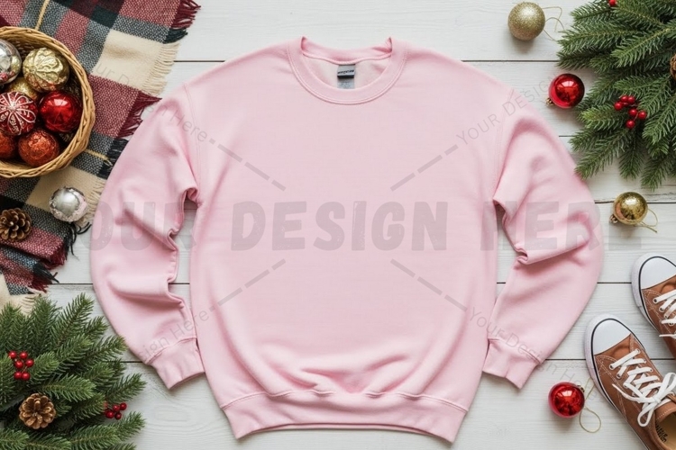 Pink christmas sweatshirt mockup