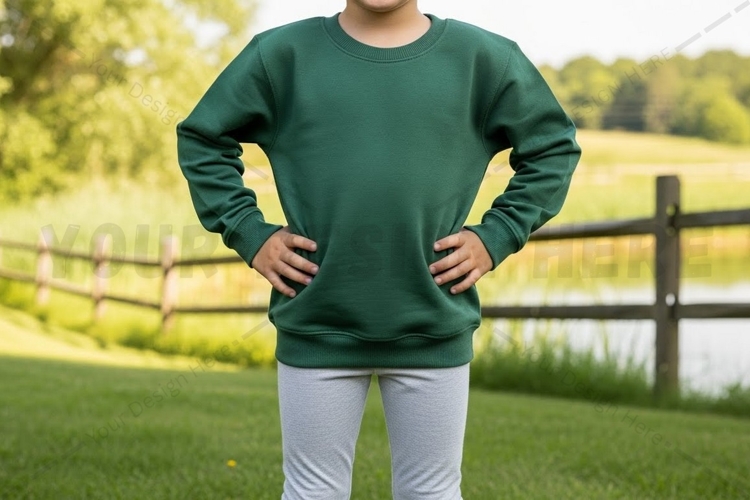 Green long sleeve t-shirt outdoor mockup