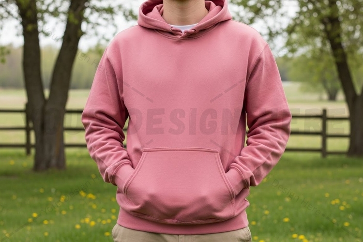 Pink hooded sweatshirt outdoor mockup