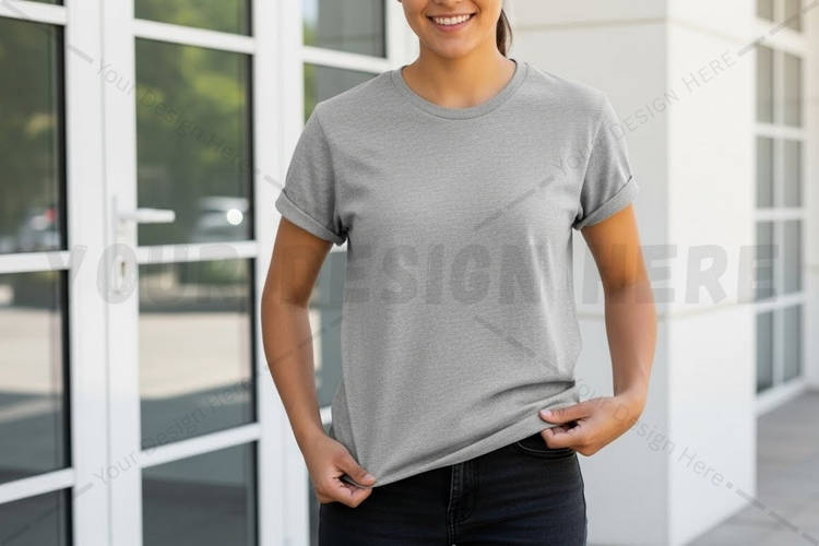 Casual grey t-shirt mockup design