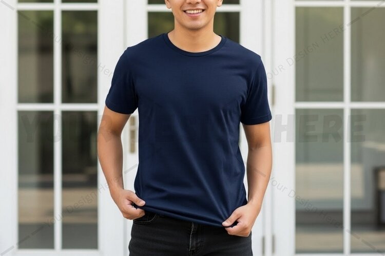 Navy blue t-shirt mockup design example image 1