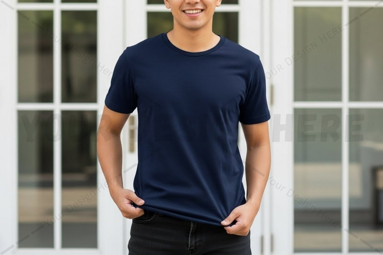 Navy blue t-shirt mockup design