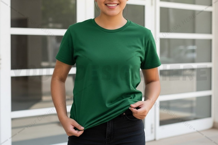 Solid green t-shirt for women mockup design
