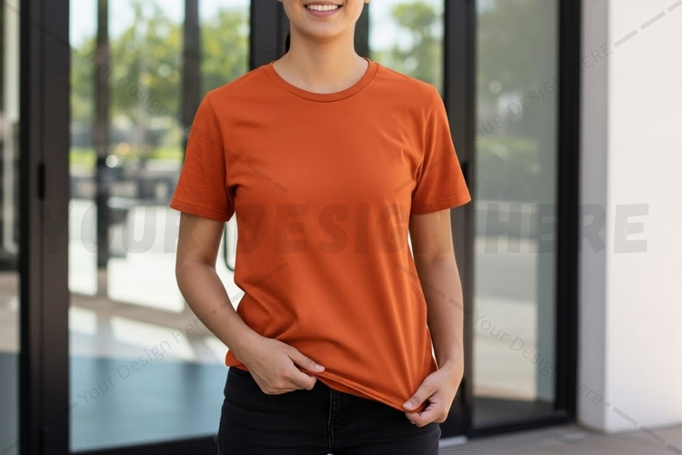 Bright orange t-shirt mockup design