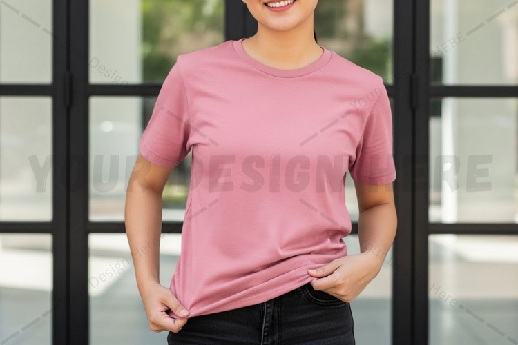 Pink t-shirt mockup design
