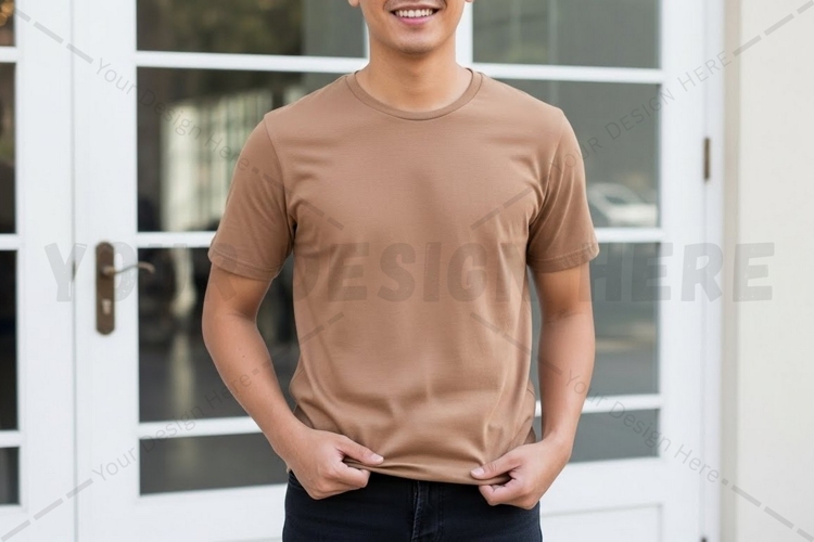 Casual solid color t-shirt for men mockup design