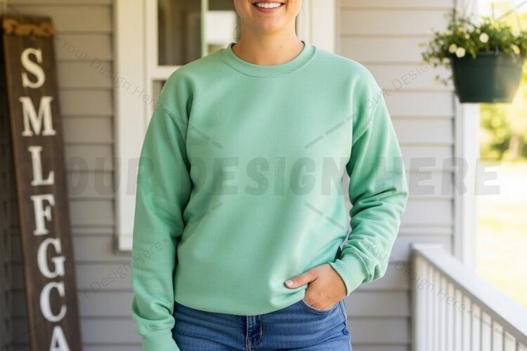 Mint green long sleeve t-shirt mockup example image 1