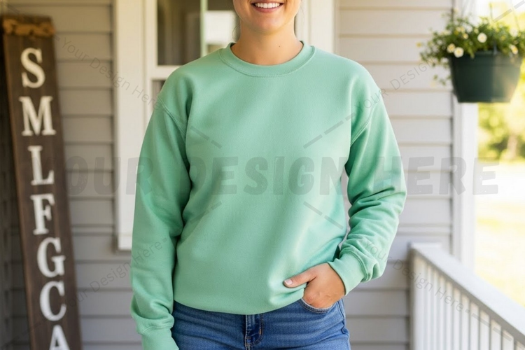 Mint green long sleeve t-shirt mockup