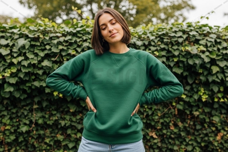 Emerald green crew neck sweatshirt mockup