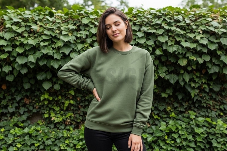 Olive green long sleeve t-shirt mockup