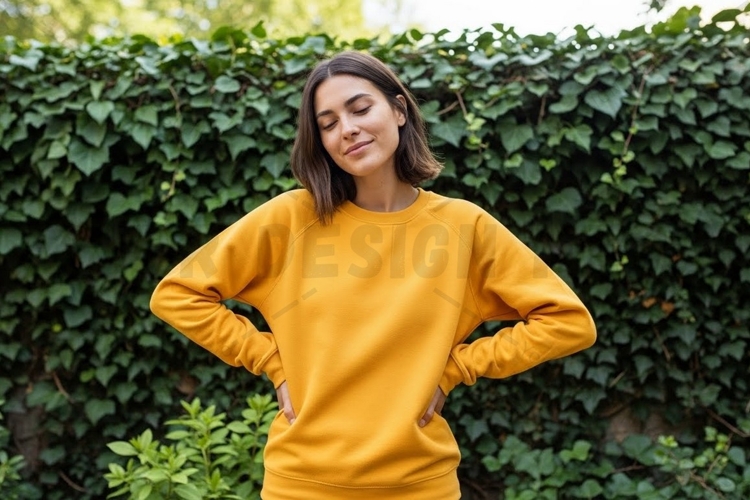 Bright yellow long sleeve t-shirt mockup