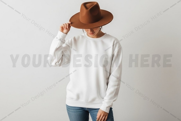 Stylish white t-shirt mockup with brown hat t-shirt mockup