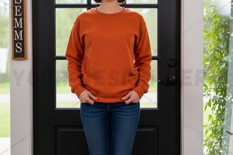 Orange long sleeve t-shirt mockup