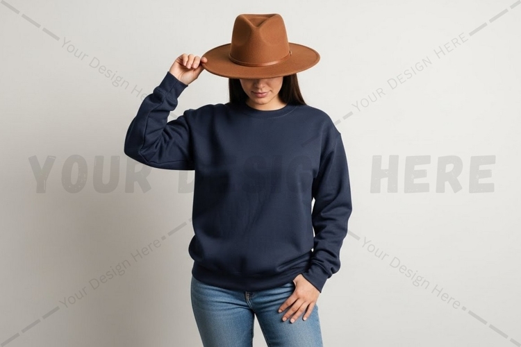 Navy blue crew neck t-shirt mockup