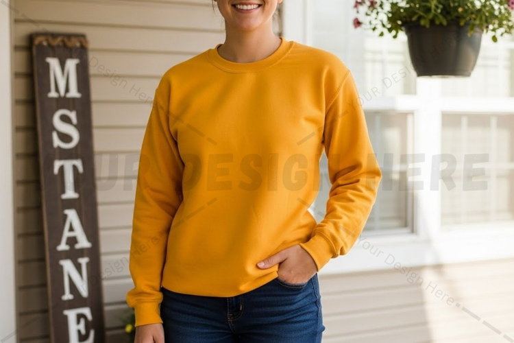 Bright yellow long sleeve t-shirt mockup