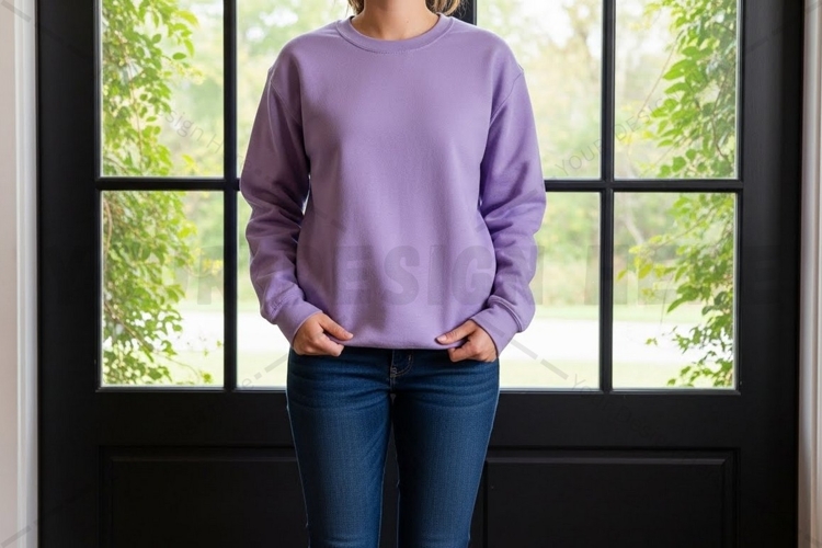 Lavender crew neck sweatshirt mockup