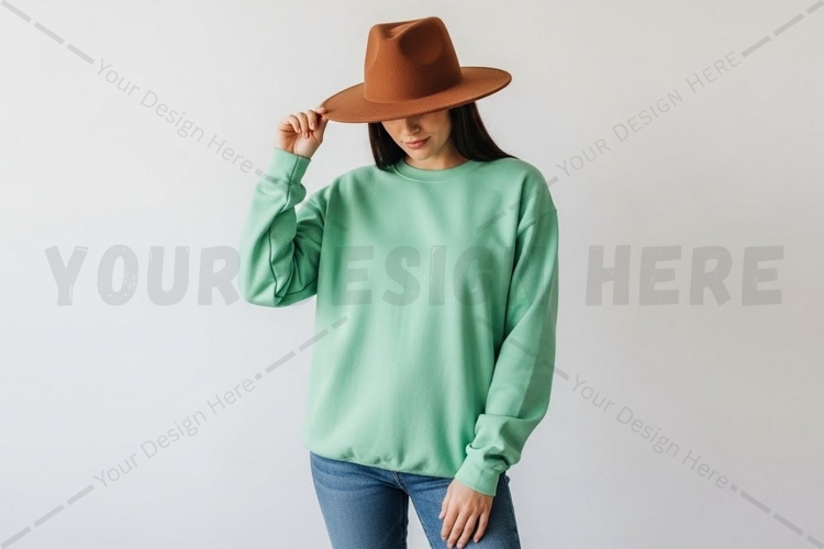 Mint green long sleeve t-shirt mockup
