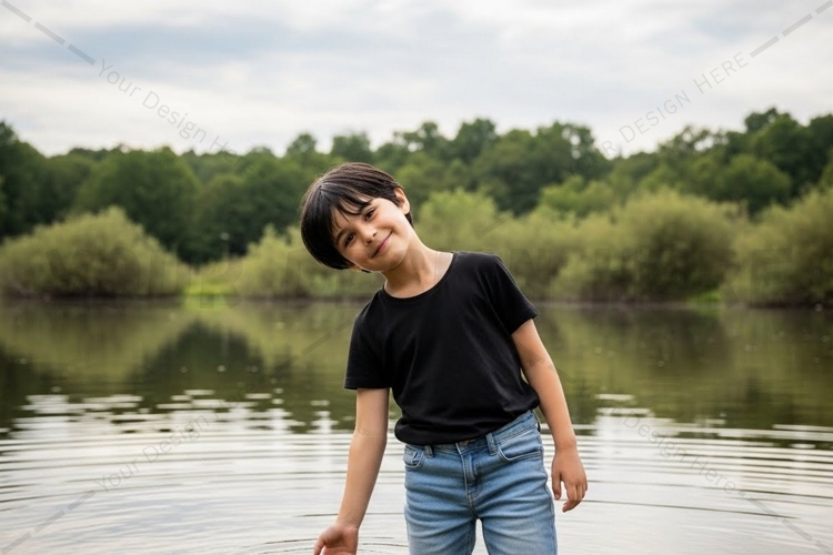Casual black t-shirt mockup