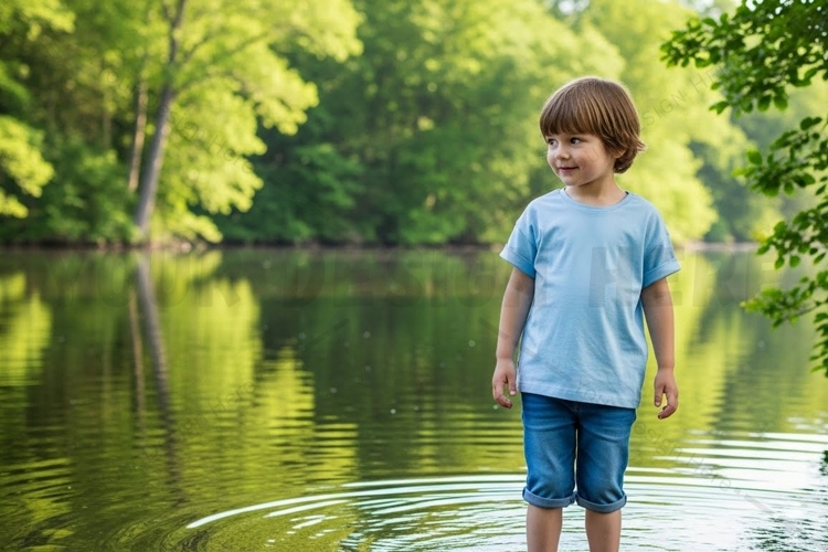 Kids light blue t-shirt mockup by the t-shirt mockup
