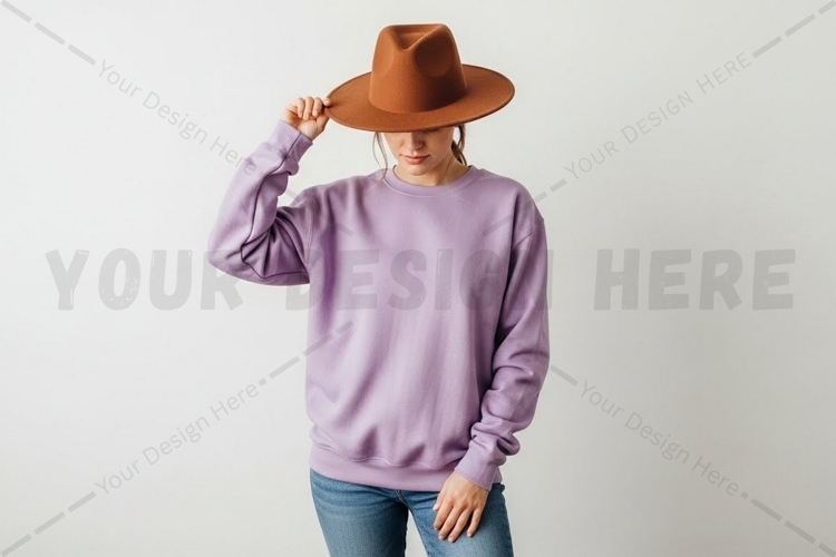 Casual pink sweatshirt with distressed mockup design