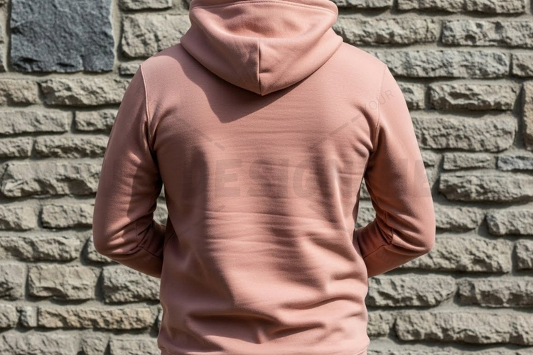 Pink hooded t-shirt mockup design