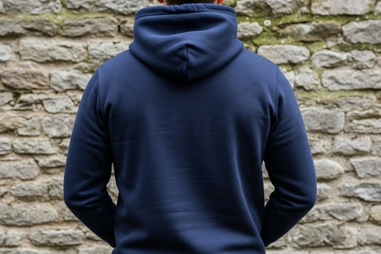Navy blue hoodie mockup design